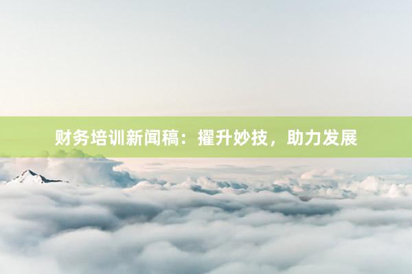 财务培训新闻稿：擢升妙技，助力发展